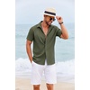 image:imageCOOFANDY Mens Cuban Guayabera Shirt Short Sleeve Casual Button Down Shirts Summer Beach Vacation ShirtsOlive Green