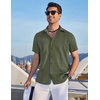 image:imageCOOFANDY Mens Cuban Guayabera Shirt Short Sleeve Casual Button Down Shirts Summer Beach Vacation ShirtsOlive Green