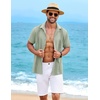 image:imageCOOFANDY Mens Cuban Guayabera Shirt Short Sleeve Casual Button Down Shirts Summer Beach Vacation ShirtsSage Green