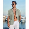 image:imageCOOFANDY Mens Cuban Guayabera Shirt Short Sleeve Casual Button Down Shirts Summer Beach Vacation ShirtsSage Green