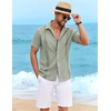 image:imageCOOFANDY Mens Cuban Guayabera Shirt Short Sleeve Casual Button Down Shirts Summer Beach Vacation ShirtsSage Green