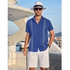 image:imageCOOFANDY Mens Cuban Guayabera Shirt Short Sleeve Casual Button Down Shirts Summer Beach Vacation ShirtsSky Blue