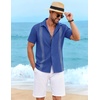 image:imageCOOFANDY Mens Cuban Guayabera Shirt Short Sleeve Casual Button Down Shirts Summer Beach Vacation ShirtsSky Blue