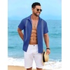 image:imageCOOFANDY Mens Cuban Guayabera Shirt Short Sleeve Casual Button Down Shirts Summer Beach Vacation ShirtsSky Blue