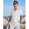 image:imageCOOFANDY Mens Cuban Guayabera Shirt Short Sleeve Casual Button Down Shirts Summer Beach Vacation ShirtsWhite