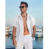 image:imageCOOFANDY Mens Cuban Guayabera Shirt Short Sleeve Casual Button Down Shirts Summer Beach Vacation ShirtsWhite