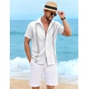 image:imageCOOFANDY Mens Cuban Guayabera Shirt Short Sleeve Casual Button Down Shirts Summer Beach Vacation ShirtsWhite