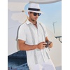 image:imageCOOFANDY Mens Cuban Guayabera Shirt Short Sleeve Casual Button Down Shirts Summer Beach Vacation ShirtsWhite