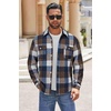 image:imageCOOFANDY Mens Flannel Shirts Long Sleeve Cotton Plaid Shirt Jacket Casual Button Down Shirt with PocketsBlue Plaid