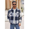 image:imageCOOFANDY Mens Flannel Shirts Long Sleeve Cotton Plaid Shirt Jacket Casual Button Down Shirt with PocketsBlue White