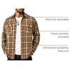 image:imageCOOFANDY Mens Flannel Shirts Long Sleeve Cotton Plaid Shirt Jacket Casual Button Down Shirt with PocketsBrown White