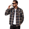 image:imageCOOFANDY Mens Flannel Shirts Long Sleeve Cotton Plaid Shirt Jacket Casual Button Down Shirt with PocketsNavy Blue Yellow