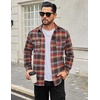 image:imageCOOFANDY Mens Flannel Shirts Long Sleeve Plaid Button Down Shirt Cotton Casual Work Shirts with PocketsBrown Red