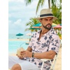 image:imageCOOFANDY Mens Hawaiian Shirt Short Sleeve Floral Button Down Shirts Tropical Summer Beach Shirts Camp Collar ShirtPink Black Coconut Tree