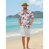 image:imageCOOFANDY Mens Hawaiian Shirt Short Sleeve Floral Button Down Shirts Tropical Summer Beach Shirts Camp Collar ShirtPink Black Coconut Tree