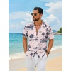 image:imageCOOFANDY Mens Hawaiian Shirt Short Sleeve Floral Button Down Shirts Tropical Summer Beach Shirts Camp Collar ShirtPink Black Coconut Tree