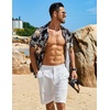 image:imageCOOFANDY Mens Hawaiian Shirt Short Sleeve Summer Button Down Shirts Tropical Vacation Beach Aloha Shirts with PocketBlack  Palm Leaf