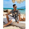 image:imageCOOFANDY Mens Hawaiian Shirt Short Sleeve Summer Button Down Shirts Tropical Vacation Beach Aloha Shirts with PocketBlack  Palm Leaf