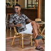image:imageCOOFANDY Mens Hawaiian Shirt Short Sleeve Summer Button Down Shirts Tropical Vacation Beach Aloha Shirts with PocketBlack  White Flower