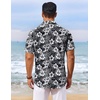 image:imageCOOFANDY Mens Hawaiian Shirt Short Sleeve Summer Button Down Shirts Tropical Vacation Beach Aloha Shirts with PocketBlack  White Flower