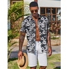 image:imageCOOFANDY Mens Hawaiian Shirt Short Sleeve Summer Button Down Shirts Tropical Vacation Beach Aloha Shirts with PocketBlack  White Flower