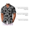 image:imageCOOFANDY Mens Hawaiian Shirt Short Sleeve Summer Button Down Shirts Tropical Vacation Beach Aloha Shirts with PocketBlack  White Leaf
