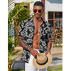 image:imageCOOFANDY Mens Hawaiian Shirt Short Sleeve Summer Button Down Shirts Tropical Vacation Beach Aloha Shirts with PocketBlack  White Leaf