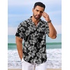 image:imageCOOFANDY Mens Hawaiian Shirt Short Sleeve Summer Button Down Shirts Tropical Vacation Beach Aloha Shirts with PocketBlack  White Leaf