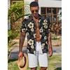 image:imageCOOFANDY Mens Hawaiian Shirt Short Sleeve Summer Button Down Shirts Tropical Vacation Beach Aloha Shirts with PocketBlack  Yellow Flower