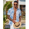 image:imageCOOFANDY Mens Hawaiian Shirt Short Sleeve Summer Button Down Shirts Tropical Vacation Beach Aloha Shirts with PocketBlue  White Leaf