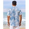 image:imageCOOFANDY Mens Hawaiian Shirt Short Sleeve Summer Button Down Shirts Tropical Vacation Beach Aloha Shirts with PocketBlue  White Leaf