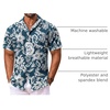 image:imageCOOFANDY Mens Hawaiian Shirt Short Sleeve Summer Button Down Shirts Tropical Vacation Beach Aloha Shirts with PocketDark Green  White Flower