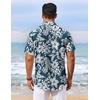 image:imageCOOFANDY Mens Hawaiian Shirt Short Sleeve Summer Button Down Shirts Tropical Vacation Beach Aloha Shirts with PocketDark Green  White Flower