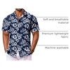 image:imageCOOFANDY Mens Hawaiian Shirt Short Sleeve Summer Button Down Shirts Tropical Vacation Beach Aloha Shirts with PocketNavy  White Flower