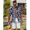 image:imageCOOFANDY Mens Hawaiian Shirt Short Sleeve Summer Button Down Shirts Tropical Vacation Beach Aloha Shirts with PocketNavy  White Flower