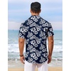 image:imageCOOFANDY Mens Hawaiian Shirt Short Sleeve Summer Button Down Shirts Tropical Vacation Beach Aloha Shirts with PocketNavy  White Flower