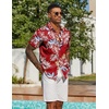 image:imageCOOFANDY Mens Hawaiian Shirt Short Sleeve Summer Button Down Shirts Tropical Vacation Beach Aloha Shirts with PocketRed  Tropical Leaf