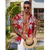 image:imageCOOFANDY Mens Hawaiian Shirt Short Sleeve Summer Button Down Shirts Tropical Vacation Beach Aloha Shirts with PocketRed  Tropical Leaf