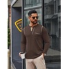 image:imageCOOFANDY Mens Henley Long Sleeve Shirts Casual Button TShirt Pullover Basic Tees with PocketBrown