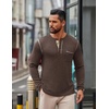image:imageCOOFANDY Mens Henley Long Sleeve Shirts Casual Button TShirt Pullover Basic Tees with PocketBrown