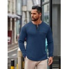 image:imageCOOFANDY Mens Henley Long Sleeve Shirts Casual Button TShirt Pullover Basic Tees with PocketLight Navy