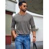 image:imageCOOFANDY Mens Henley Shirt Long Sleeve Casual Stretch Solid TShirts Fashion Pullover Lightweight Fall TopsLight Grey