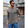 image:imageCOOFANDY Mens Henley Shirt Long Sleeve Casual Stretch Solid TShirts Fashion Pullover Lightweight Fall TopsLight Grey