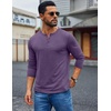 image:imageCOOFANDY Mens Henley Shirt Long Sleeve Casual Stretch Solid TShirts Fashion Pullover Lightweight Fall TopsPurple