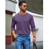 image:imageCOOFANDY Mens Henley Shirt Long Sleeve Casual Stretch Solid TShirts Fashion Pullover Lightweight Fall TopsPurple