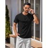 image:imageCOOFANDY Mens Henley Shirts Cotton Short Sleeve Casual TShirt for Men Button Henley Basic Tee Lightweight Summer TopAll Black