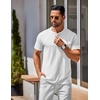 image:imageCOOFANDY Mens Henley Shirts Cotton Short Sleeve Casual TShirt for Men Button Henley Basic Tee Lightweight Summer TopAll White
