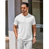 image:imageCOOFANDY Mens Henley Shirts Cotton Short Sleeve Casual TShirt for Men Button Henley Basic Tee Lightweight Summer TopAll White