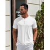 image:imageCOOFANDY Mens Henley Shirts Cotton Short Sleeve Casual TShirt for Men Button Henley Basic Tee Lightweight Summer TopAll White