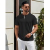 image:imageCOOFANDY Mens Henley Shirts Cotton Short Sleeve Casual TShirt for Men Button Henley Basic Tee Lightweight Summer TopBlack  Grey